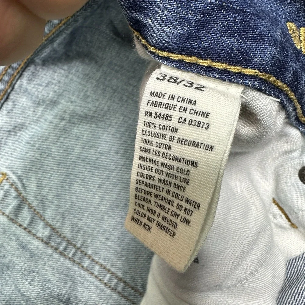 American Eagle Jeans Mens 38x32 Original Straight Light Blue Denim 100% Cotton